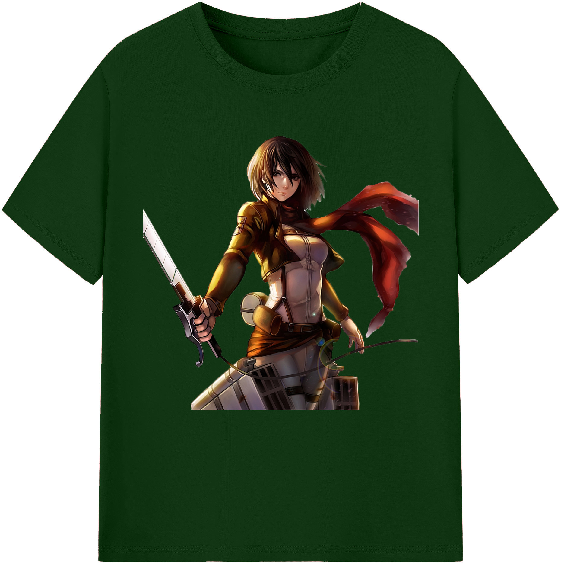 （画像用） 進撃の巨人 ミカサ·アッカーマン Attack on Titan Mikasa Ackerman 綿100％半袖Tシャツ（フロントプリント）